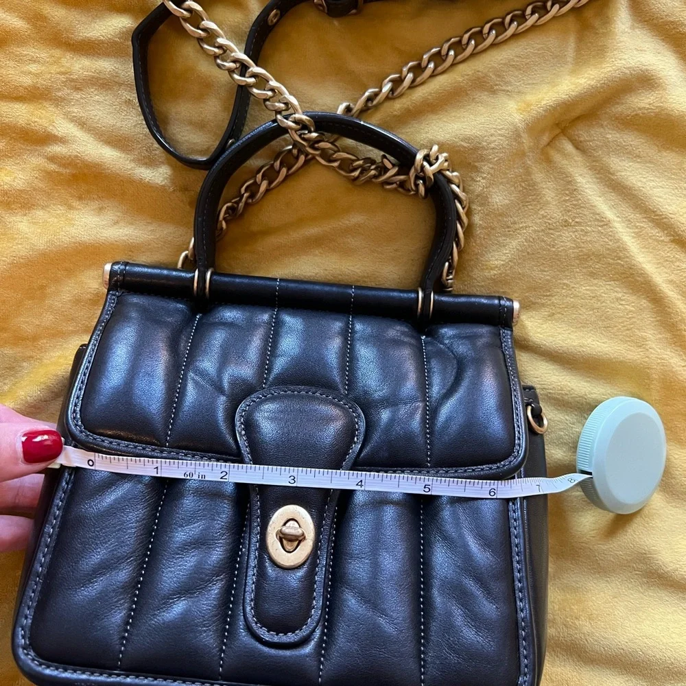 Coach Black Leather Satchel with Gold Accents - Picture 7 of 9